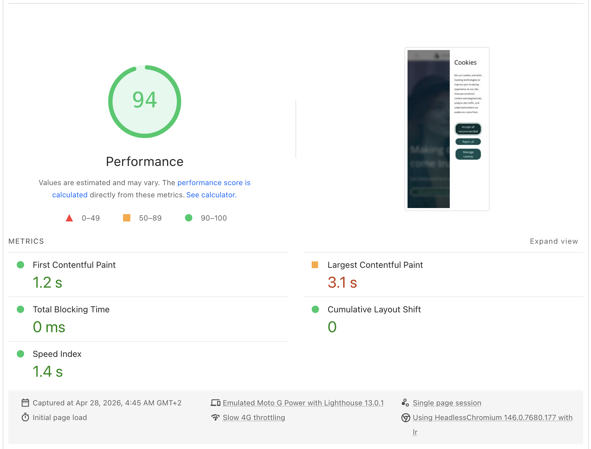 PageSpeed performance with StreamingHttpResponse