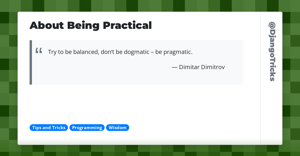 About Being Practical