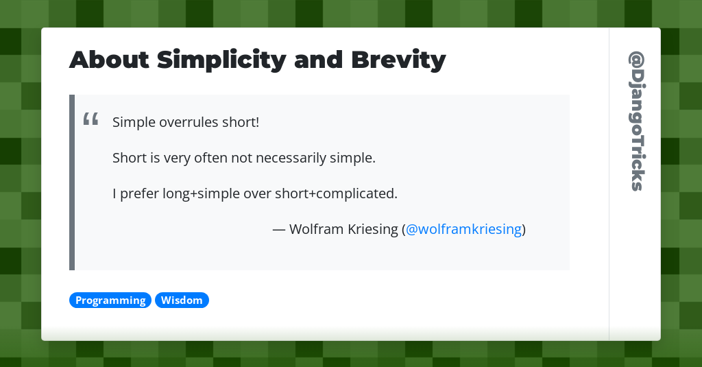 About Simplicity and Brevity