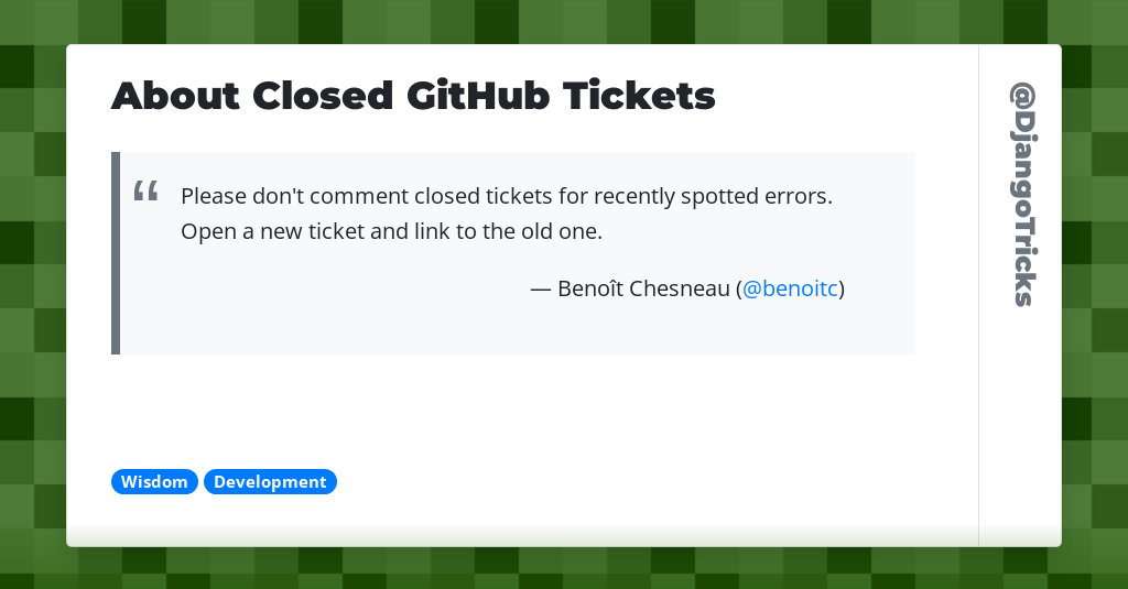 About Closed GitHub Tickets