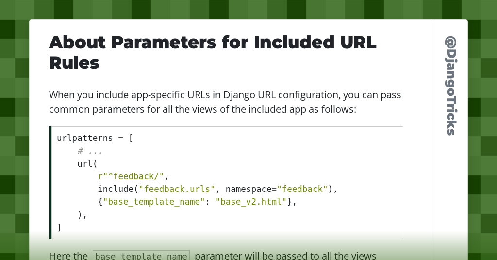 About Parameters for Included URL Rules