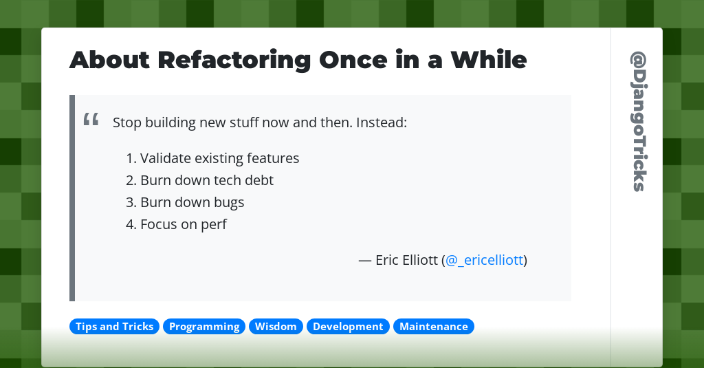 About Refactoring Once in a While