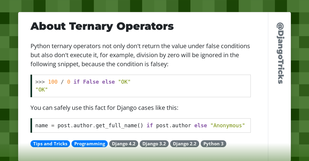 About Ternary Operators