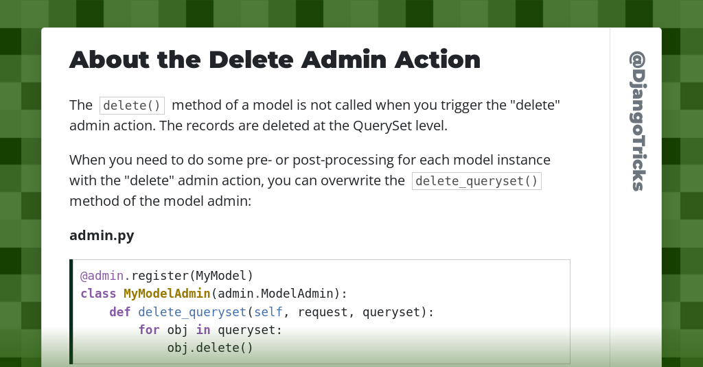 About the Delete Admin Action