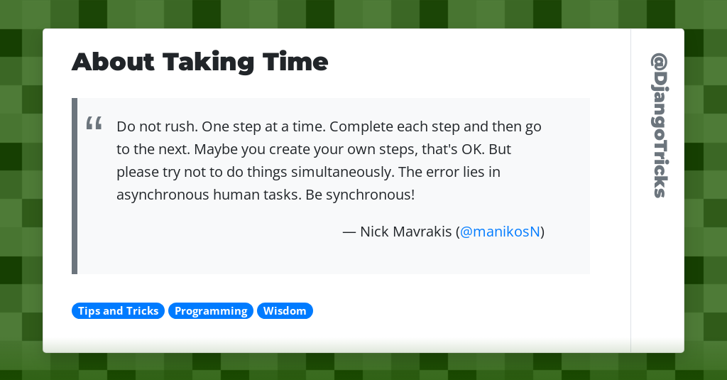 About Taking Time