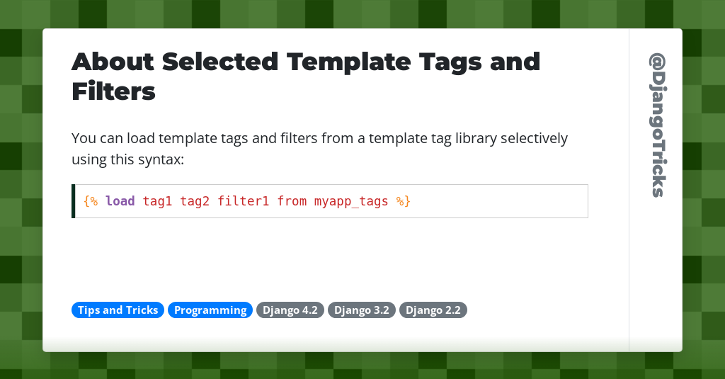 About Selected Template Tags and Filters