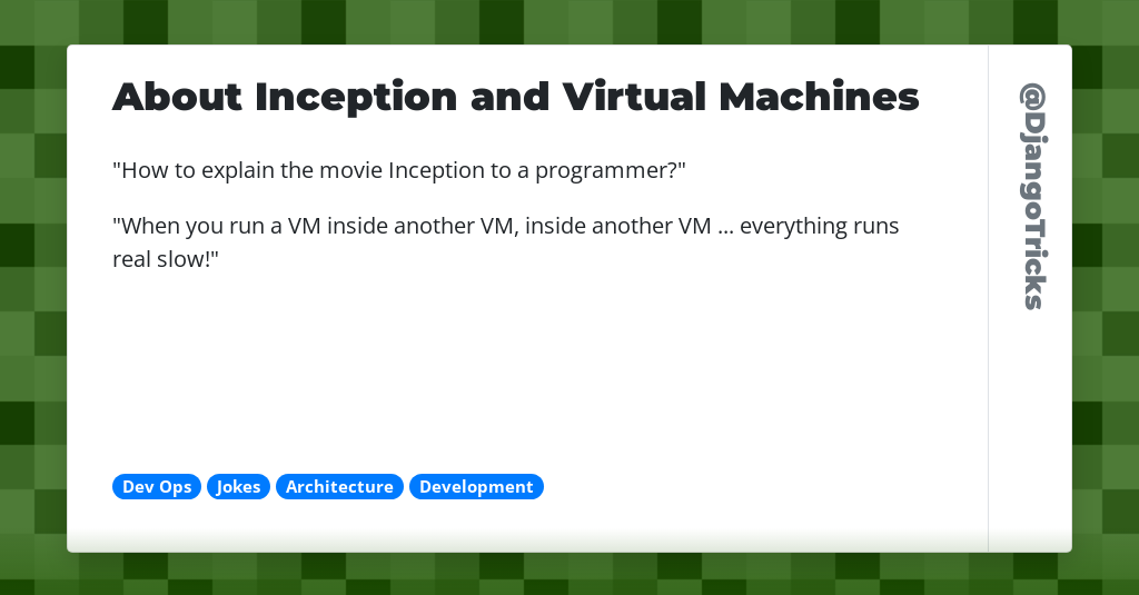 About Inception and Virtual Machines