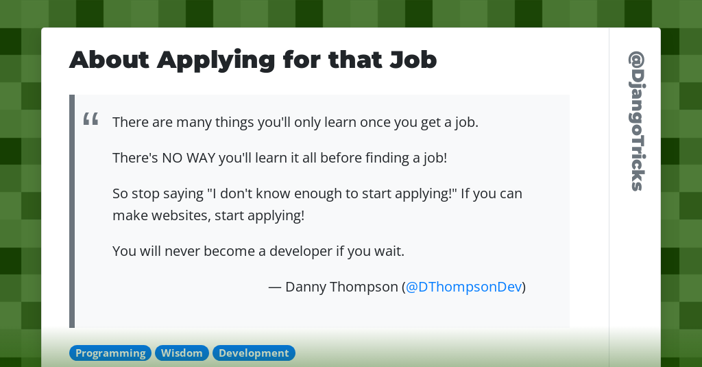 About Applying for that Job