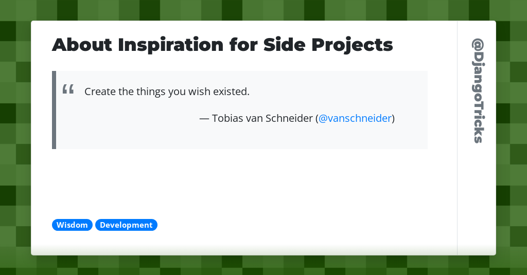 About Inspiration for Side Projects
