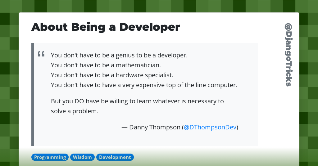About Being a Developer