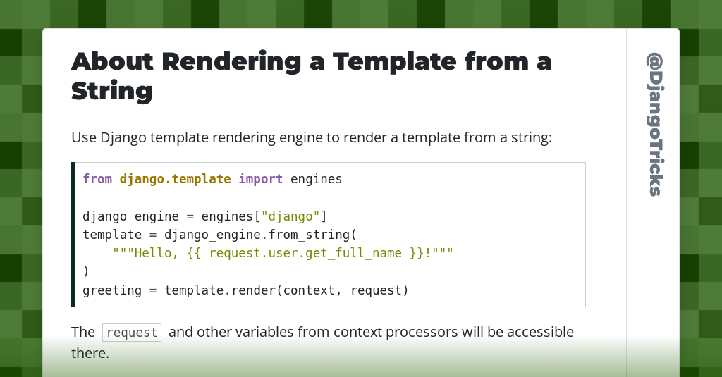 About Rendering a Template from a String