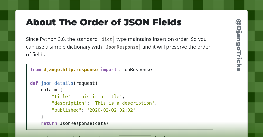About The Order of JSON Fields