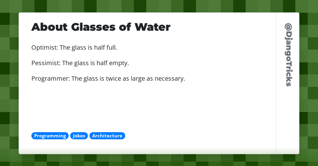 About Glasses of Water