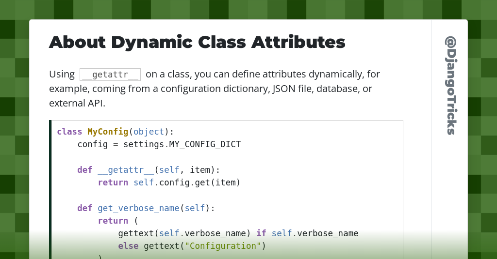 About Dynamic Class Attributes