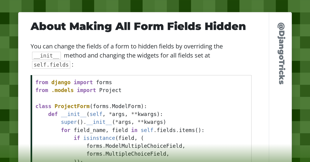 About Making All Form Fields Hidden