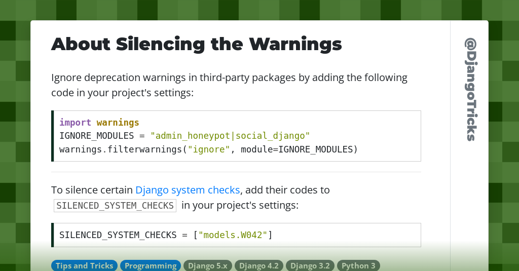 About Silencing the Warnings