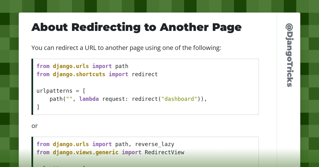 About Redirecting to Another Page