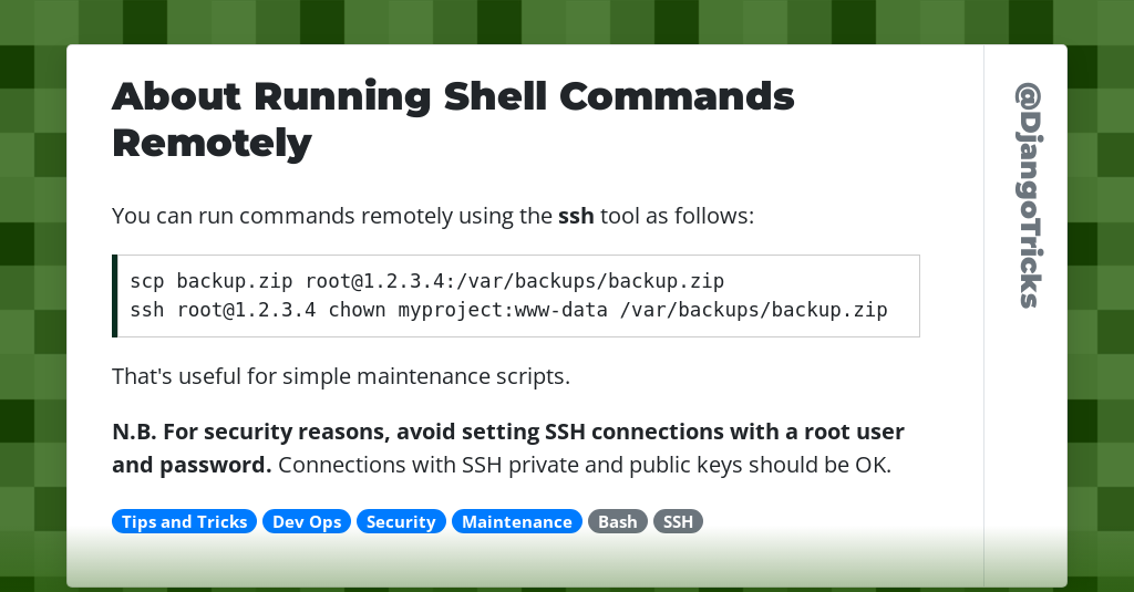 About Running Shell Commands Remotely - DjangoTricks