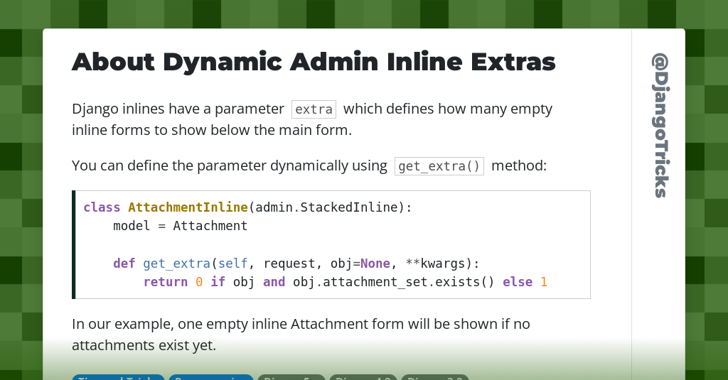About Dynamic Admin Inline Extras