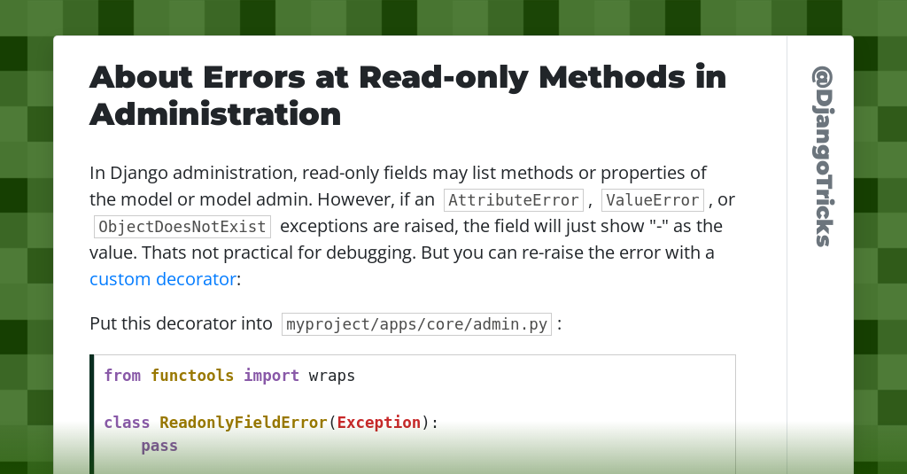 About Errors at Read-only Methods in Administration