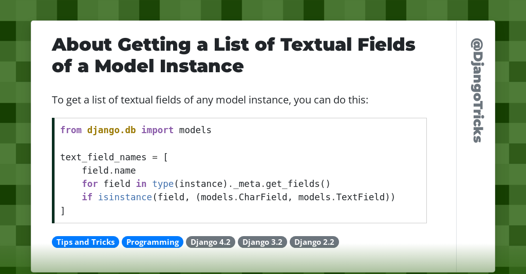 About Getting a List of Textual Fields of a Model Instance
