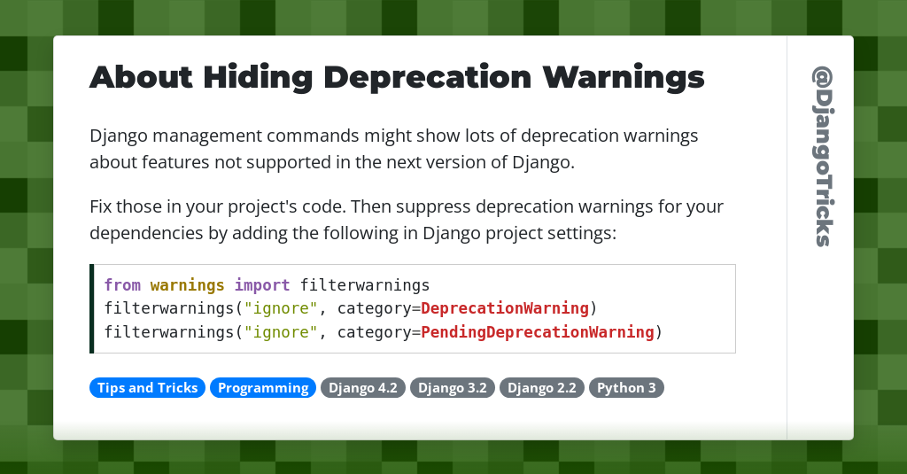 About Hiding Deprecation Warnings