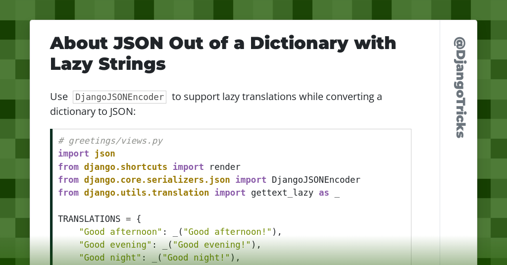 About JSON Out of a Dictionary with Lazy Strings