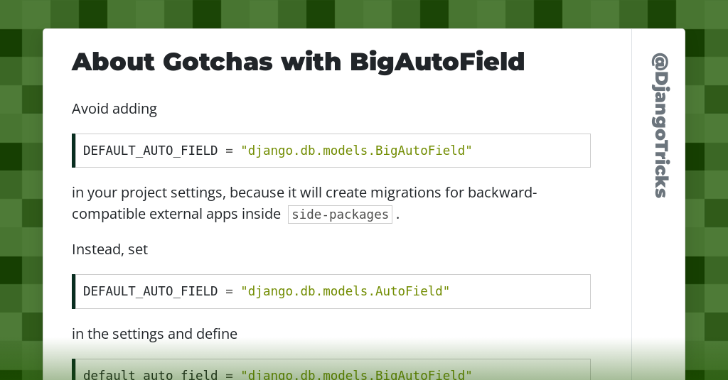 About Gotchas with BigAutoField