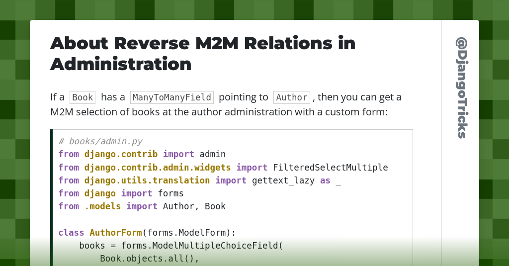 About Reverse M2M Relations in Administration
