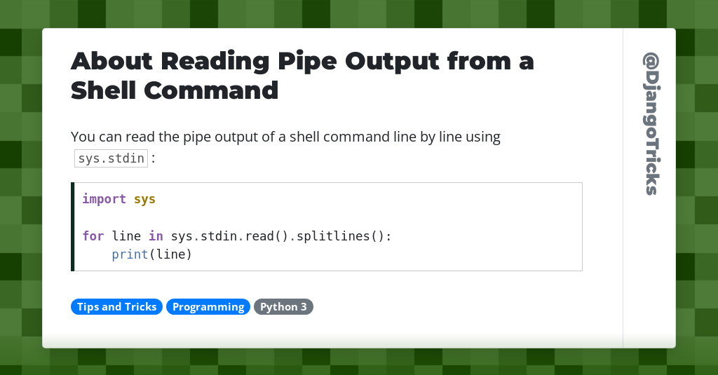 About Reading Pipe Output from a Shell Command