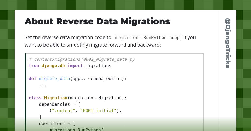 About Reverse Data Migrations