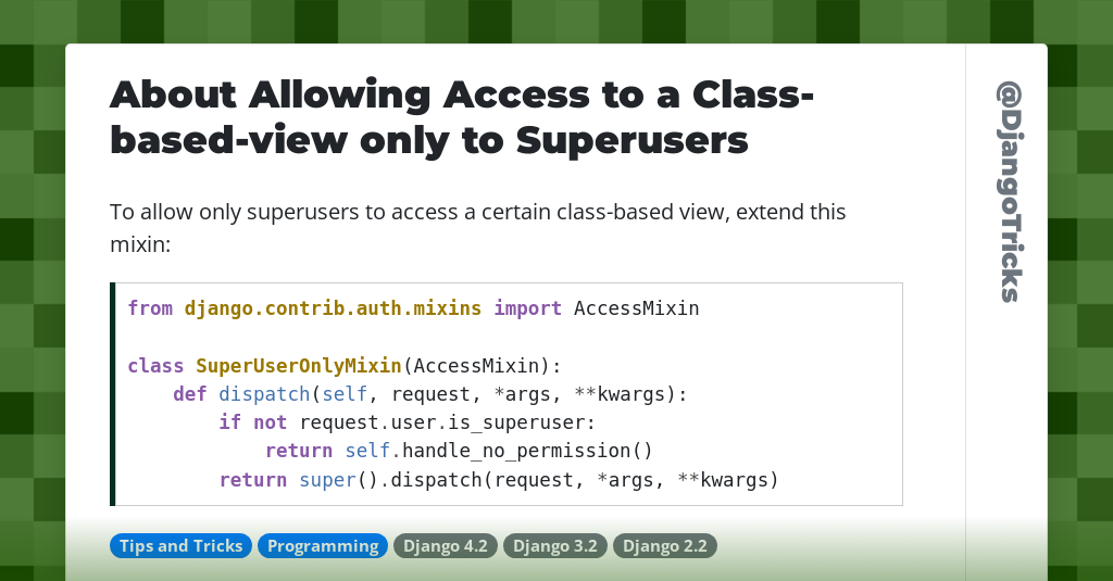 About Allowing Access to a Class-based-view only to Superusers