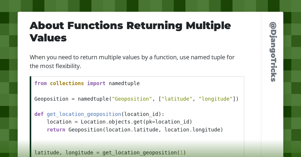 About Functions Returning Multiple Values