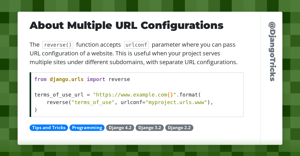 About Multiple URL Configurations
