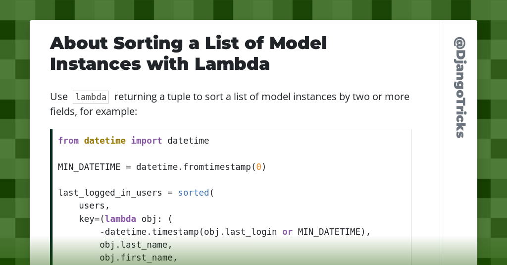 About Sorting a List of Model Instances with Lambda
