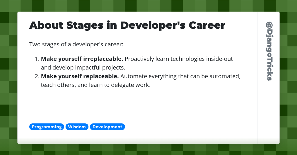 About Stages in Developer's Career