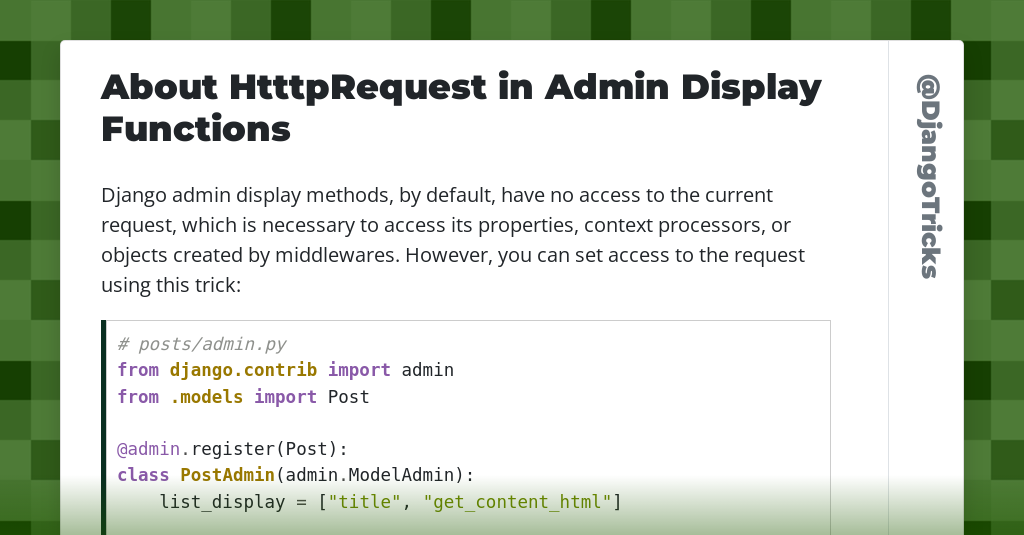 About HtttpRequest in Admin Display Functions