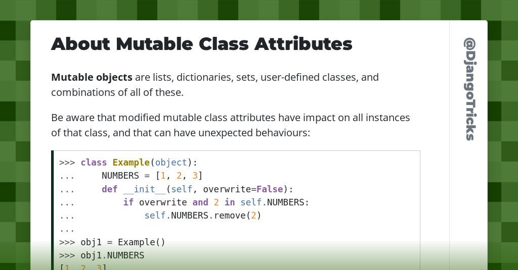 About Mutable Class Attributes