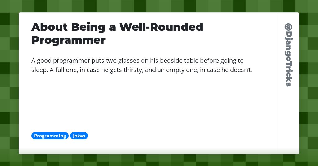 About Being a Well-Rounded Programmer