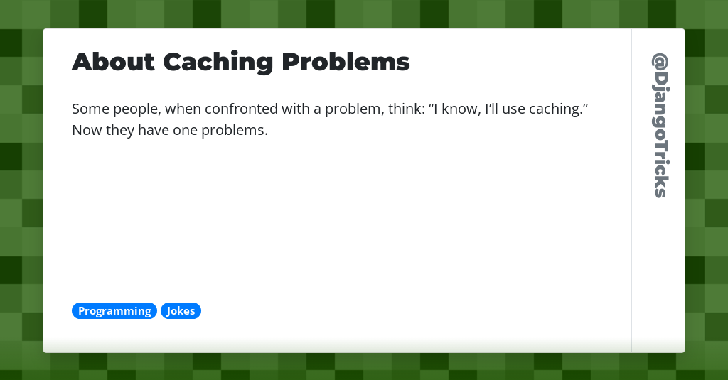 About Caching Problems