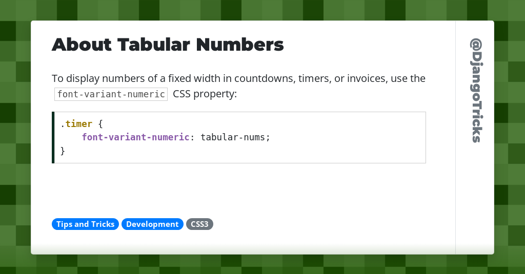 About Tabular Numbers - DjangoTricks