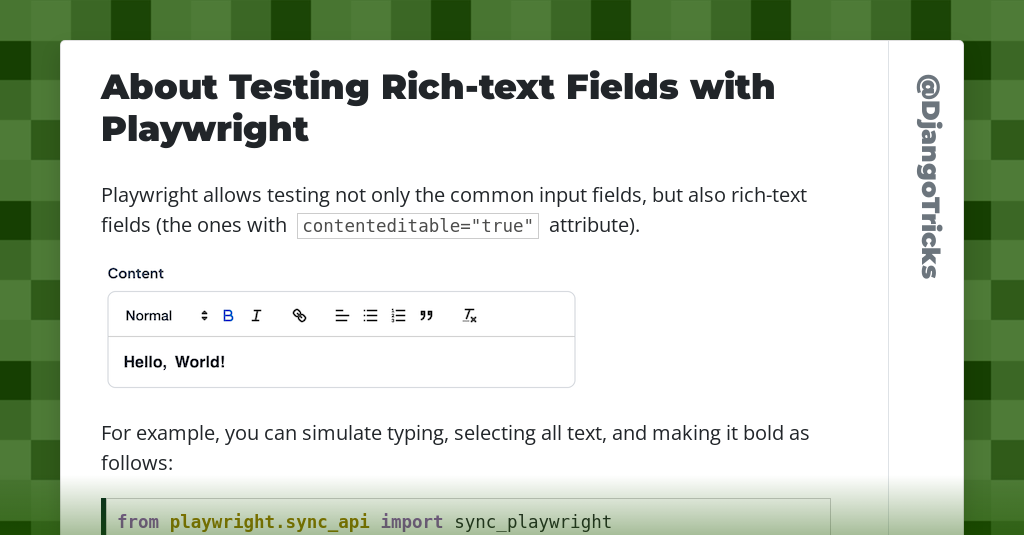 About Testing Rich-text Fields with Playwright