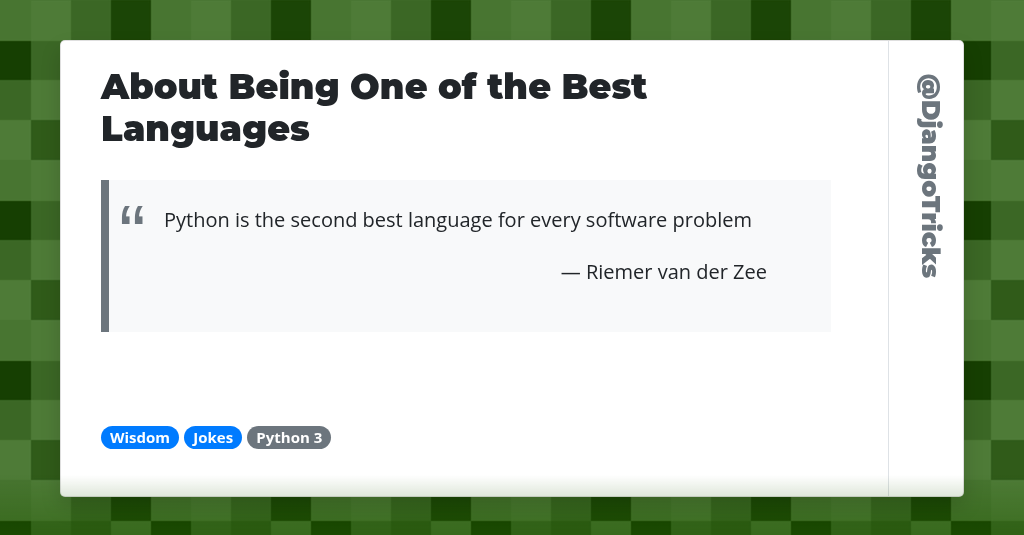 About Being One of the Best Languages
