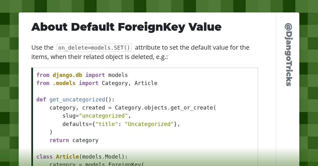 About Default ForeignKey Value