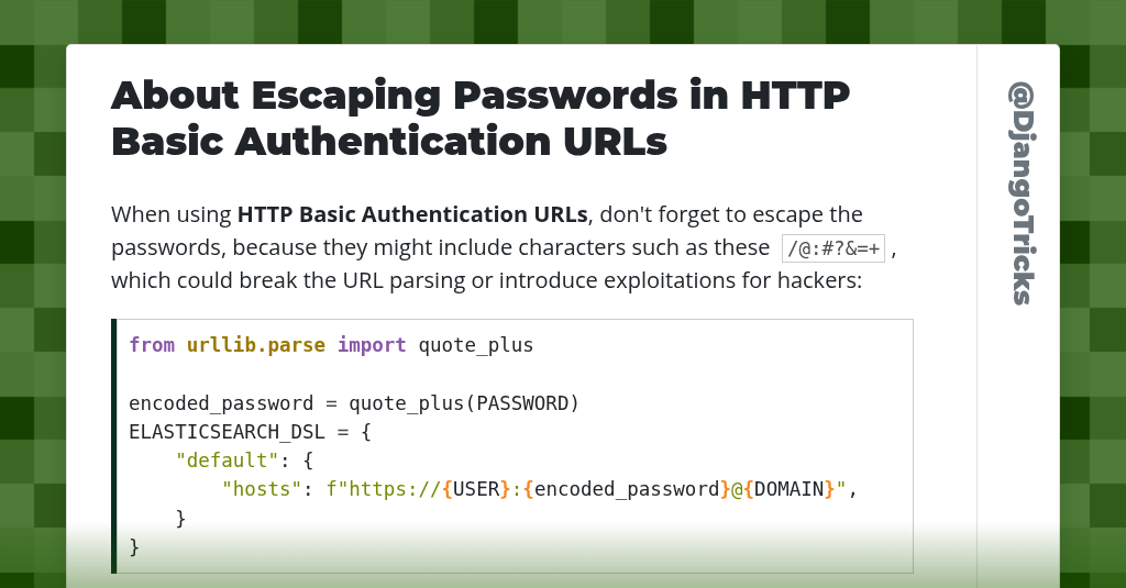 About Escaping Passwords in HTTP Basic Authentication URLs