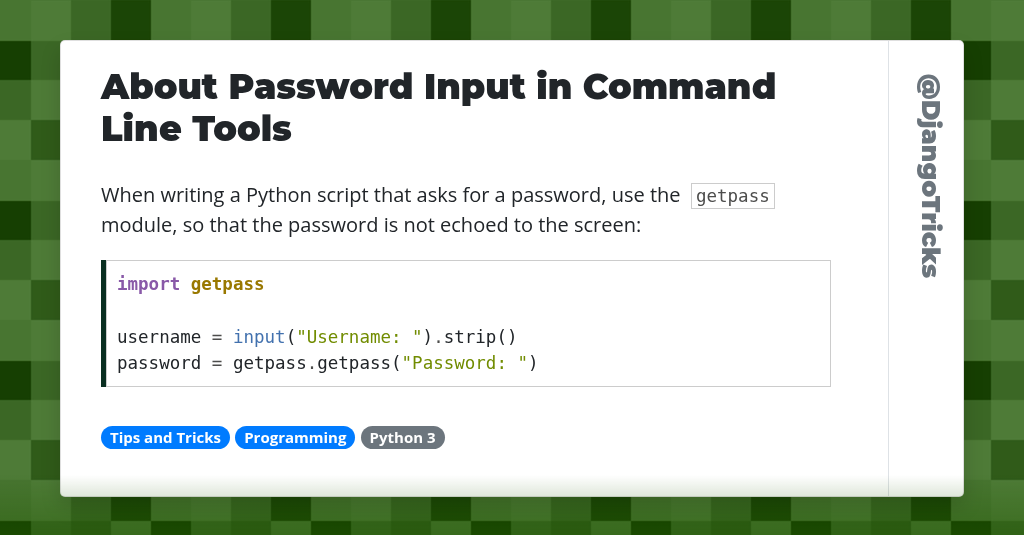 About Password Input in Command Line Tools