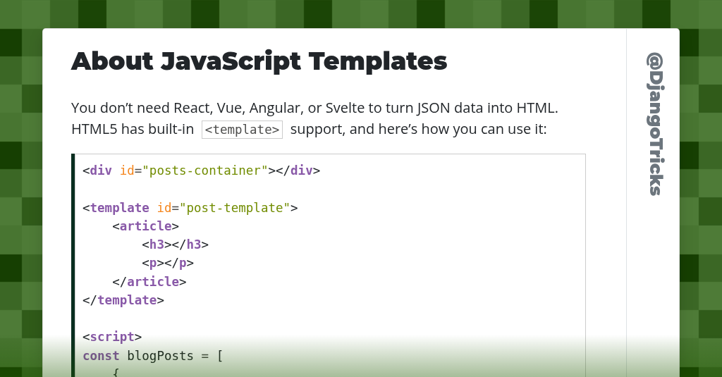 About JavaScript Templates