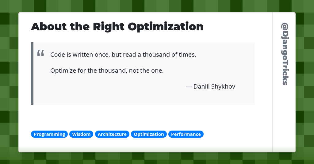 About the Right Optimization