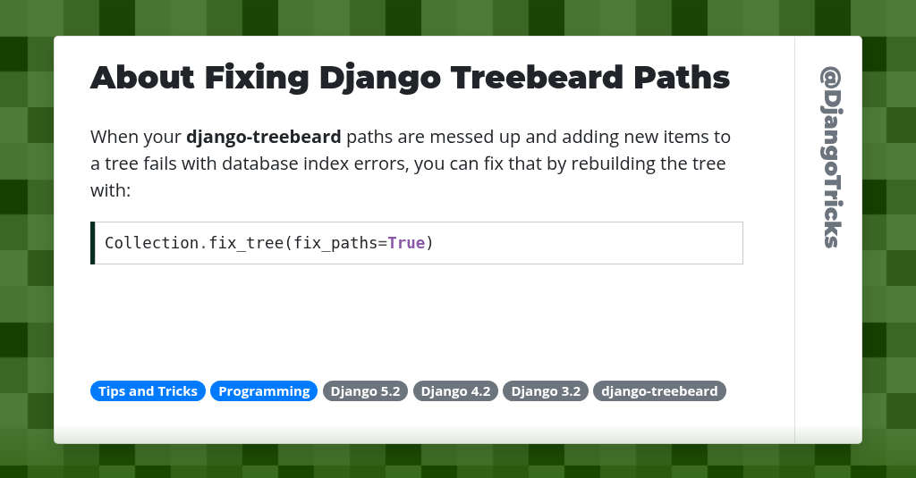 About Fixing Django Treebeard Paths