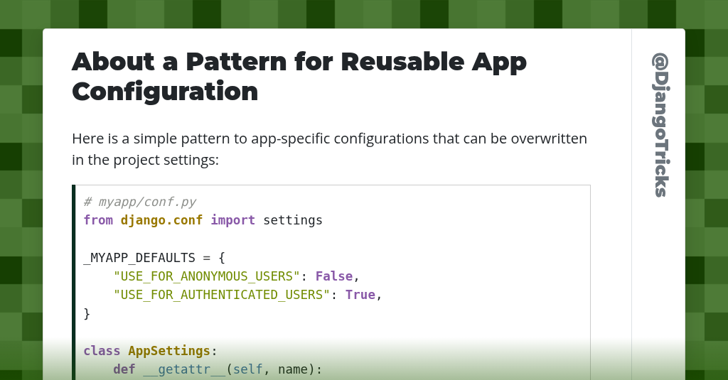 About a Pattern for Reusable App Configuration